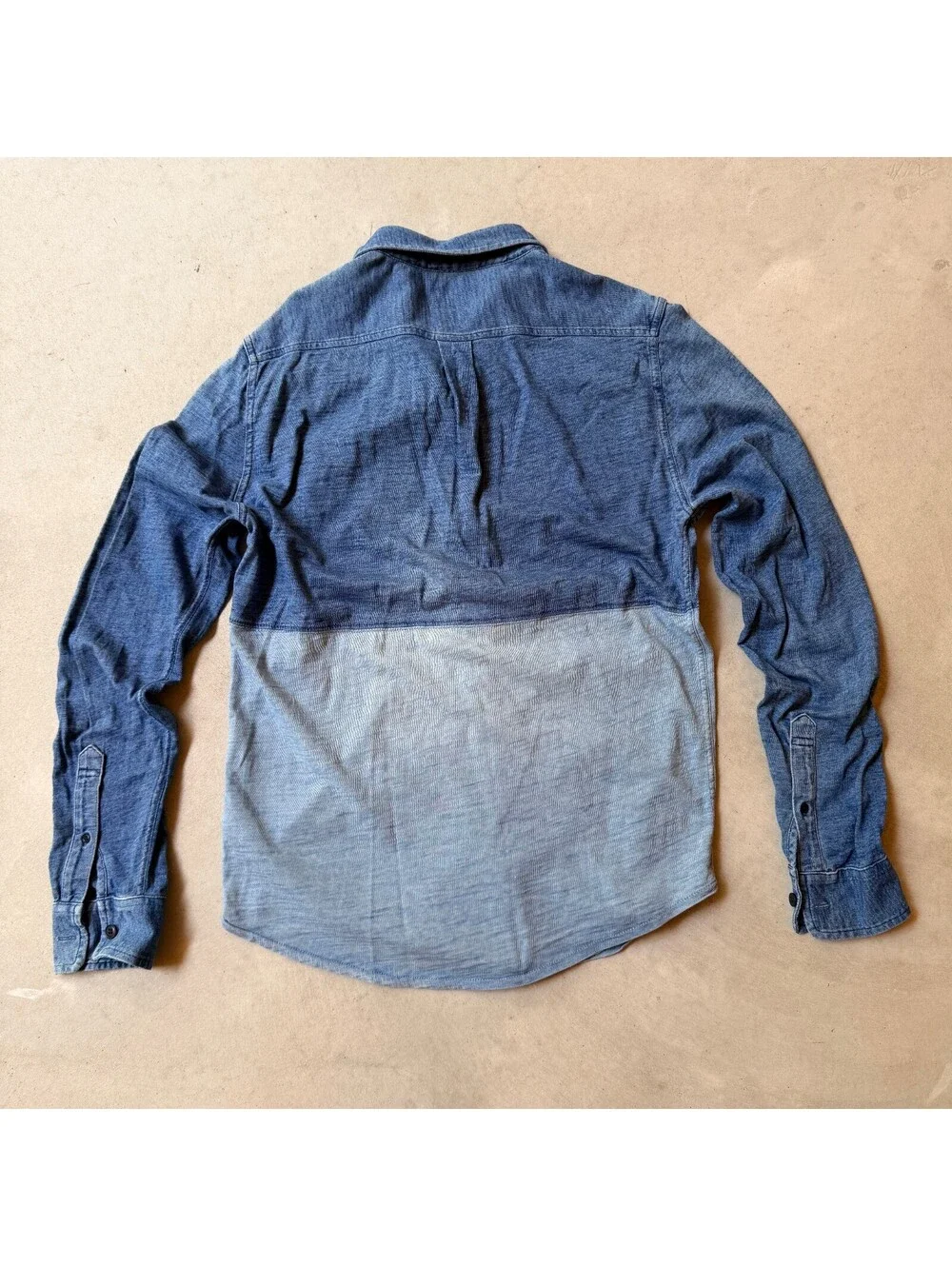 J.Crew Color Block Button-Up Shirt, Size S Indigo Knit Goods Two-Tone
